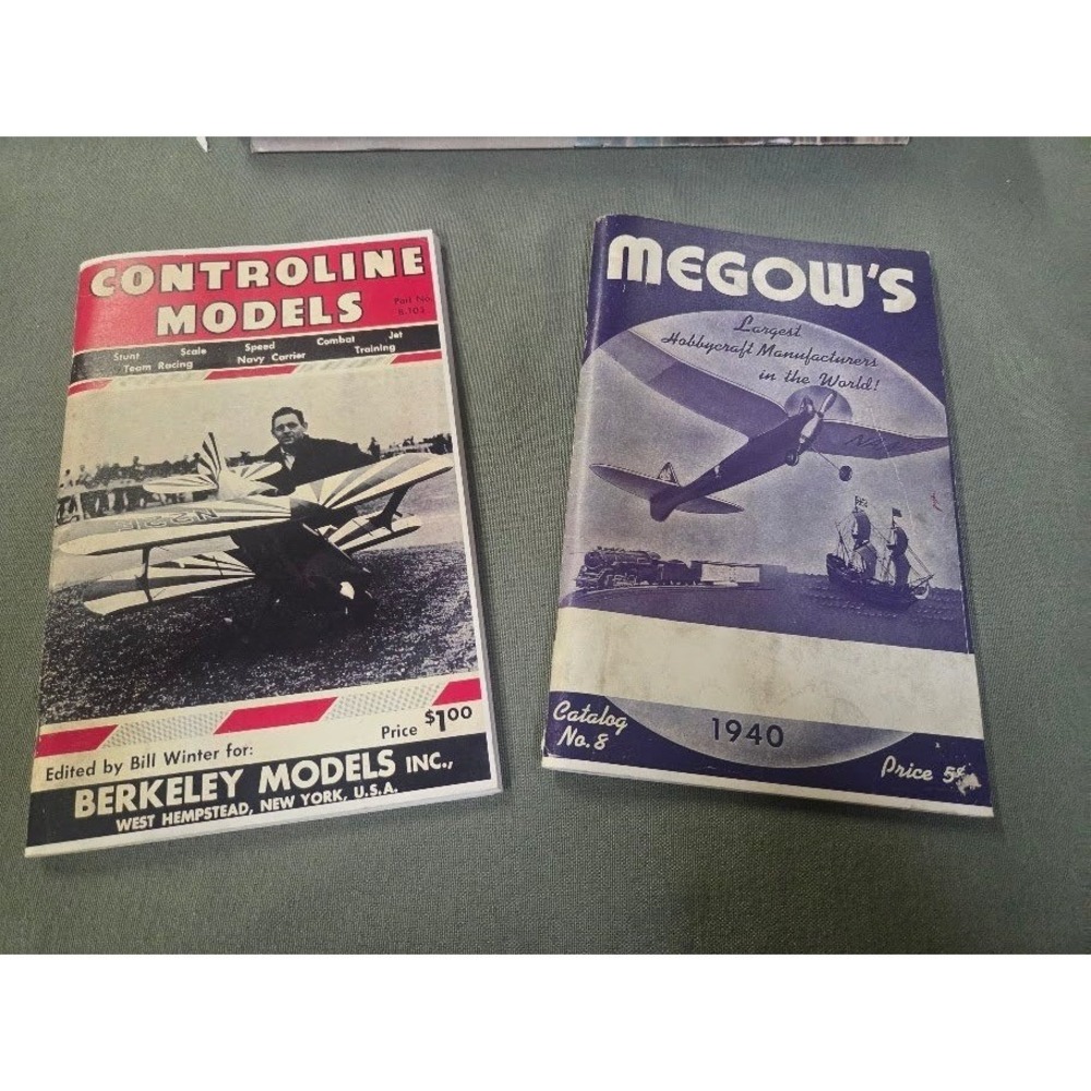 Vintage 1940 Megow's Catalog No 8 & Berkeley Models Controline Models Book Lot